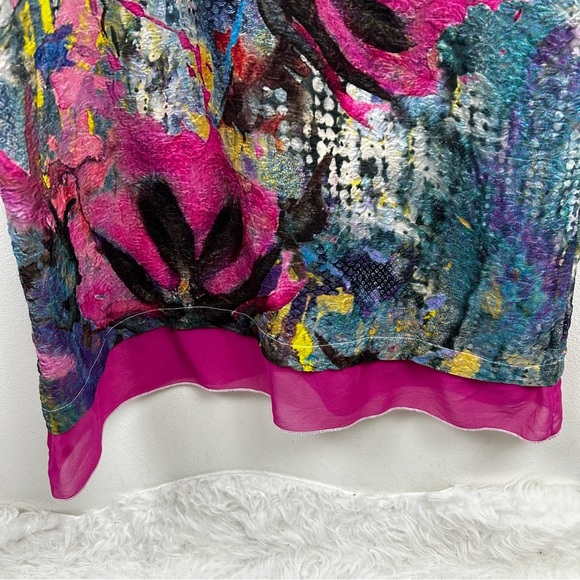 Citron Silk Floral Art to wear Japanese inspired floral dress size: XS - Picture 7 of 9